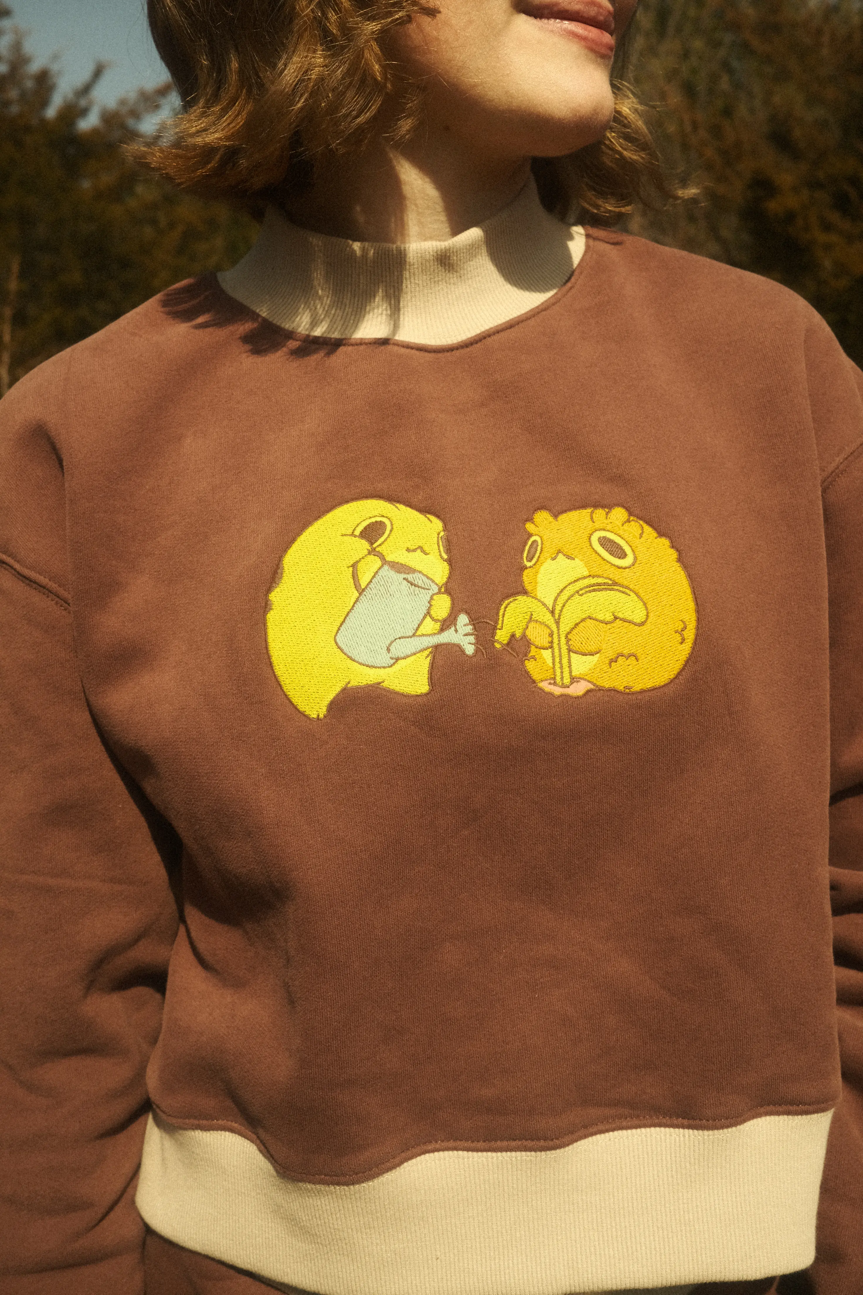Brown Farming Mock Neck Sweater - Image 3